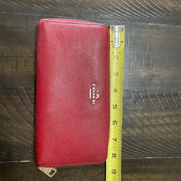 Coach Accordion Red Leather Wallet with Gold Metal - Picture 5 of 14
